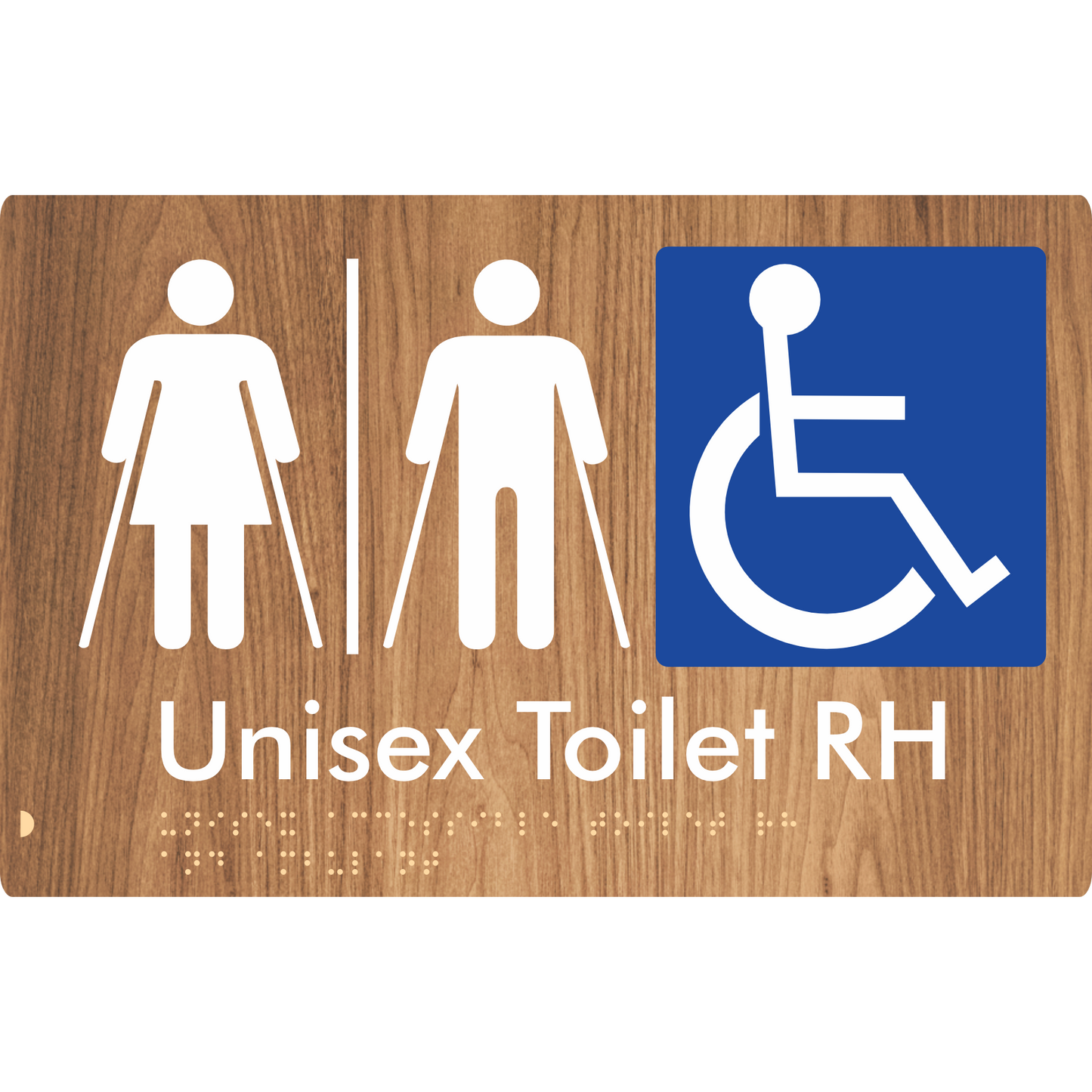 Unisex Accessible Toilet with Left (LH) or Right Hand Transfer (RH), Ambulant Cubicle and Airlock - Braille Tactile Signs Aust.