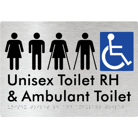 Unisex Accessible Toilet RH and Ambulant Toilet - Braille Tactile Signs Aust.