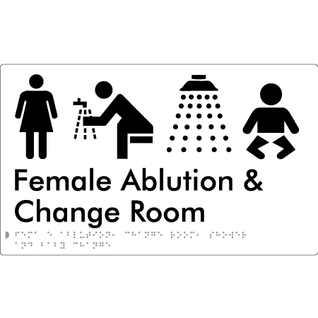 Female Ablution, Change Room, Shower & Baby Change - Braille Tactile Signs Aust.