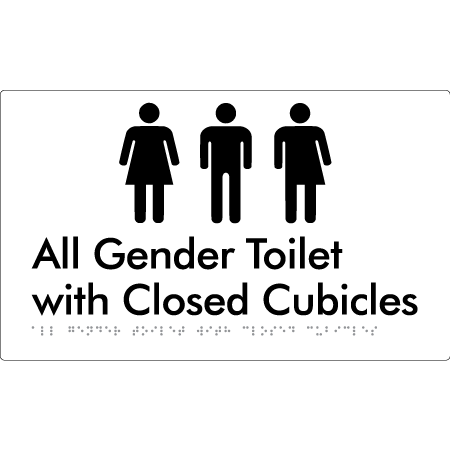 All Gender Toilet with Closed Cubicles - Braille Tactile Signs Aust.