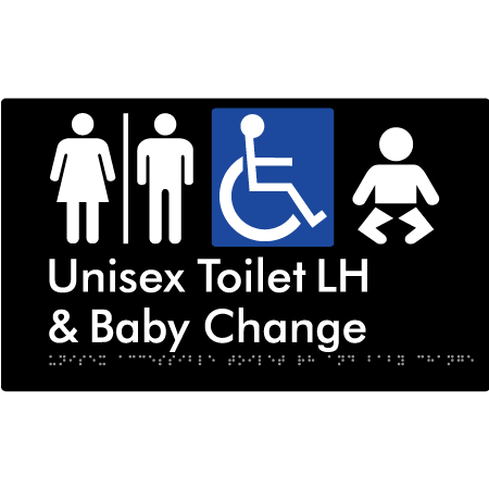 Unisex Accessible Toilet LH and Baby Change w/ Air Lock - Braille Tactile Signs Aust.