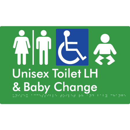 Unisex Accessible Toilet LH and Baby Change w/ Air Lock - Braille Tactile Signs Aust.