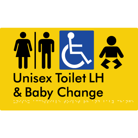 Unisex Accessible Toilet LH and Baby Change w/ Air Lock - Braille Tactile Signs Aust.