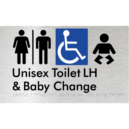 Unisex Accessible Toilet LH and Baby Change w/ Air Lock - Braille Tactile Signs Aust.