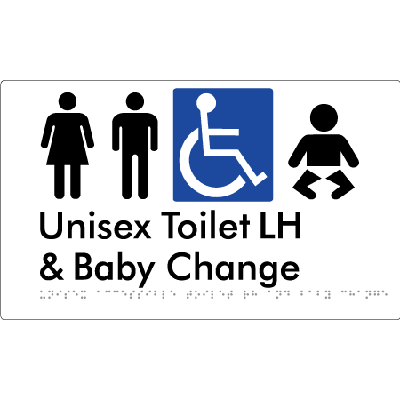 Unisex Accessible Toilet LH & Baby Change - Braille Tactile Signs Aust.