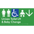 Unisex Accessible Toilet LH and Baby Change w/ Large Arrow:
