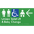 Unisex Accessible Toilet LH and Baby Change w/ Large Arrow: