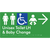 Unisex Accessible Toilet LH and Baby Change w/ Large Arrow: