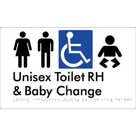 Unisex Accessible Toilet RH & Baby Change - Braille Tactile Signs Aust.