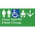 Unisex Accessible Toilet RH and Baby Change w/ Large Arrow: