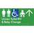 Unisex Accessible Toilet RH and Baby Change w/ Large Arrow: