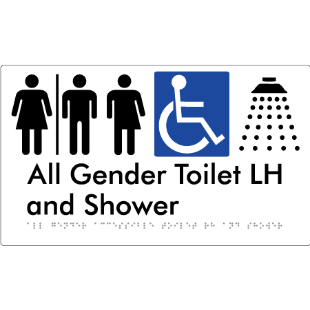 All Gender Accessible Toilet LH / RH & Shower with Air Lock - Braille Tactile Signs Aust.