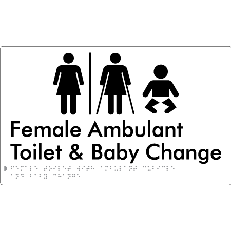 Female Toilet with Ambulant Cubicle and Baby Change w/ Air Lock - Braille Tactile Signs Aust.