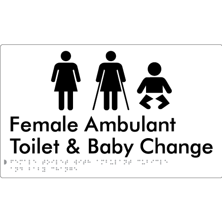 Female Toilet with Ambulant Cubicle and Baby Change - Braille Tactile Signs Aust.
