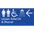 Unisex Accessible Toilet LH & Shower w/ Large Arrow: