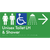 Unisex Accessible Toilet LH & Shower w/ Large Arrow:
