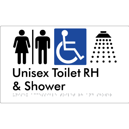 Unisex Accessible Toilet RH & Shower w/ Air Lock - Braille Tactile Signs Aust.