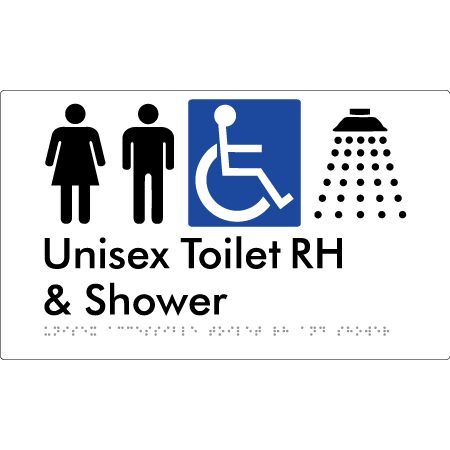 Unisex Accessible Toilet RH & Shower - Braille Tactile Signs Aust.