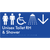 Unisex Accessible Toilet RH & Shower w/ Large Arrow: