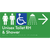 Unisex Accessible Toilet RH & Shower w/ Large Arrow: