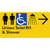 Unisex Accessible Toilet RH & Shower w/ Large Arrow: