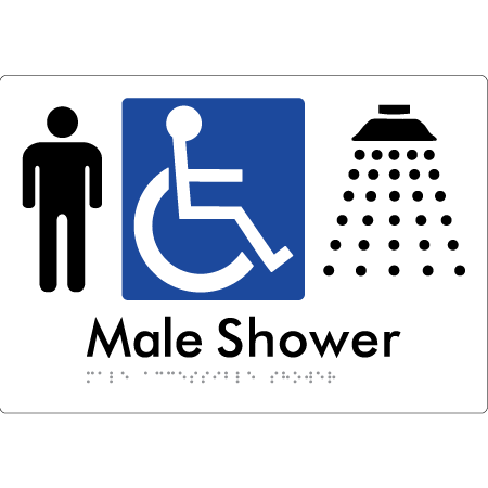 Male Accessible Shower - Braille Tactile Signs Aust.