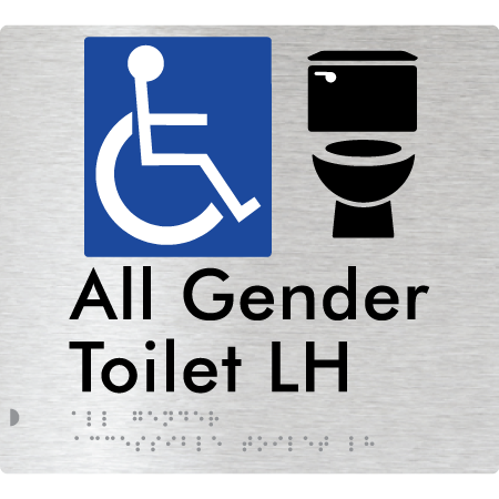 All Gender Accessible Toilet LH / RH - Braille Tactile Signs Aust.
