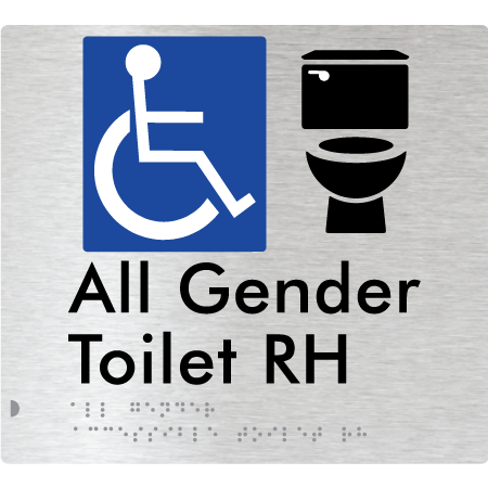 All Gender Accessible Toilet LH / RH - Braille Tactile Signs Aust.