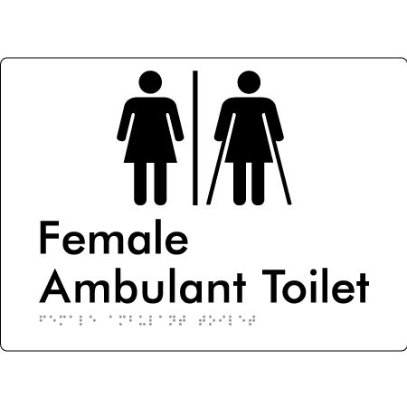 Female Ambulant Toilet with Air Lock - Braille Tactile Signs Aust.