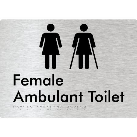 Braille Sign Female Ambulant Toilet - Braille Tactile Signs (Aust) - BTS395-aliB - Fully Custom Signs - Fast Shipping - High Quality - Australian Made & Owned