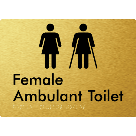 Braille Sign Female Ambulant Toilet - Braille Tactile Signs (Aust) - BTS395-aliG - Fully Custom Signs - Fast Shipping - High Quality - Australian Made & Owned