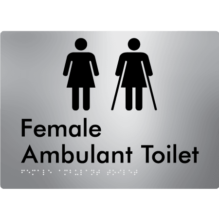 Braille Sign Female Ambulant Toilet - Braille Tactile Signs (Aust) - BTS395-aliS - Fully Custom Signs - Fast Shipping - High Quality - Australian Made & Owned
