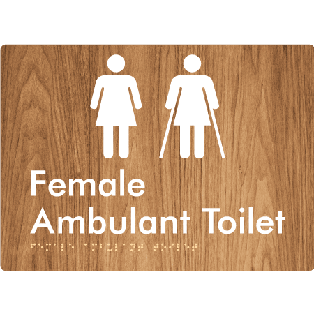 Braille Sign Female Ambulant Toilet - Braille Tactile Signs (Aust) - BTS395-wdg - Fully Custom Signs - Fast Shipping - High Quality - Australian Made & Owned