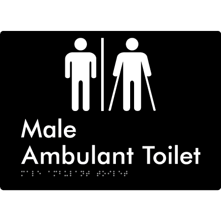 Braille Sign Male Ambulant Toilet with Air Lock - Braille Tactile Signs (Aust) - BTS396-AL-blk - Fully Custom Signs - Fast Shipping - High Quality - Australian Made &amp; Owned