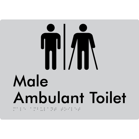 Braille Sign Male Ambulant Toilet with Air Lock - Braille Tactile Signs (Aust) - BTS396-AL-slv - Fully Custom Signs - Fast Shipping - High Quality - Australian Made &amp; Owned
