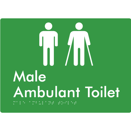 Braille Sign Male Ambulant Toilet - Braille Tactile Signs (Aust) - BTS396-grn - Fully Custom Signs - Fast Shipping - High Quality - Australian Made & Owned