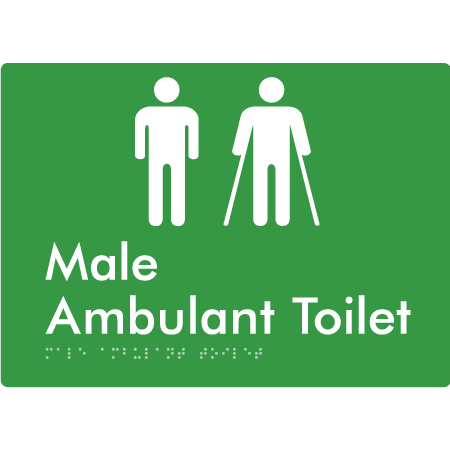 Braille Sign Male Ambulant Toilet - Braille Tactile Signs (Aust) - BTS396-grn - Fully Custom Signs - Fast Shipping - High Quality - Australian Made &amp; Owned