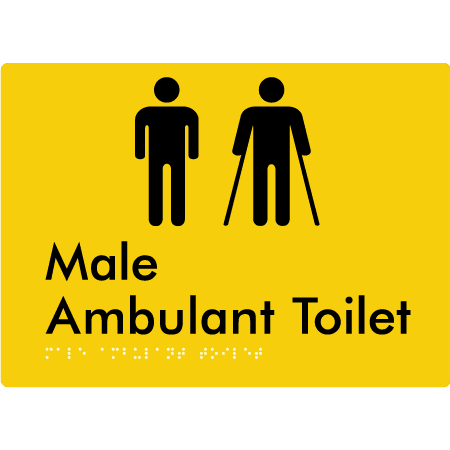 Braille Sign Male Ambulant Toilet - Braille Tactile Signs (Aust) - BTS396-yel - Fully Custom Signs - Fast Shipping - High Quality - Australian Made & Owned