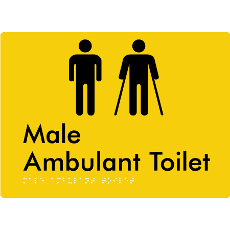 Braille Sign Male Ambulant Toilet - Braille Tactile Signs (Aust) - BTS396-yel - Fully Custom Signs - Fast Shipping - High Quality - Australian Made &amp; Owned