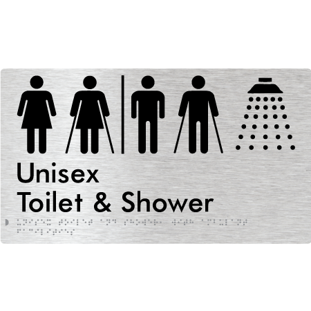 Unisex Ambulant Toilet & Shower with Air Lock - Braille Tactile Signs Aust.