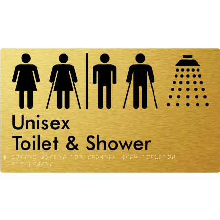 Unisex Ambulant Toilet & Shower with Air Lock - Braille Tactile Signs Aust.