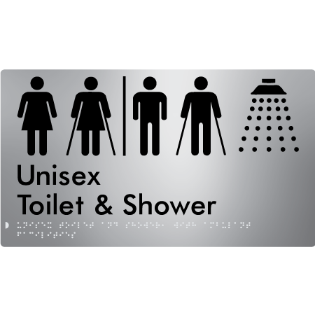 Unisex Ambulant Toilet & Shower with Air Lock - Braille Tactile Signs Aust.