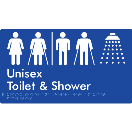 Unisex Ambulant Toilet & Shower with Air Lock - Braille Tactile Signs Aust.