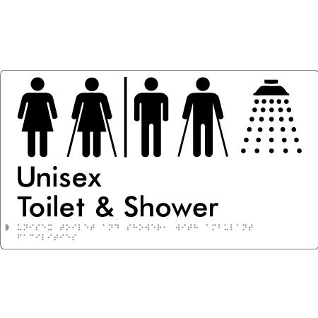 Unisex Toilet & Shower with Ambulant Facilities with Air Lock - Braille Tactile Signs Aust.