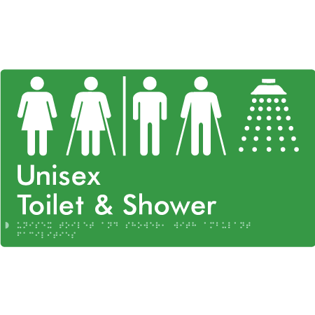 Unisex Ambulant Toilet & Shower with Air Lock - Braille Tactile Signs Aust.