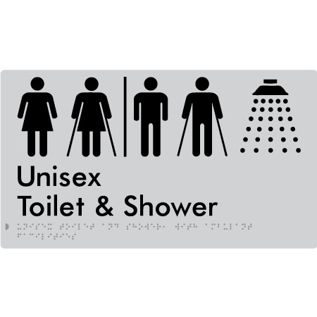 Unisex Ambulant Toilet & Shower with Air Lock - Braille Tactile Signs Aust.