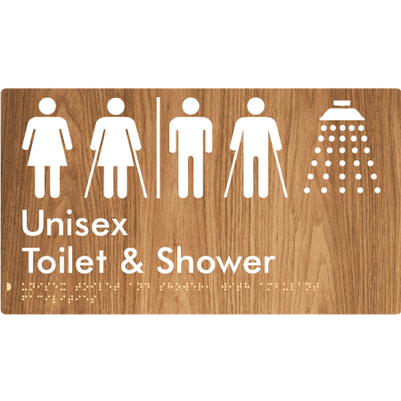 Unisex Ambulant Toilet & Shower with Air Lock - Braille Tactile Signs Aust.