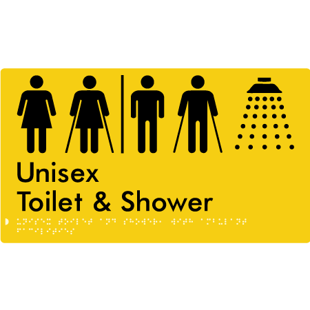 Unisex Ambulant Toilet & Shower with Air Lock - Braille Tactile Signs Aust.
