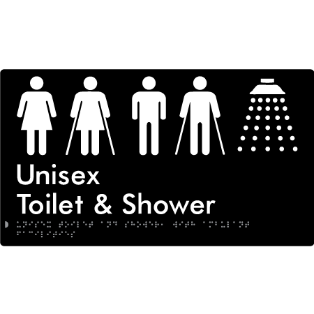 Unisex Ambulant Toilet & Shower - Braille Tactile Signs Aust.