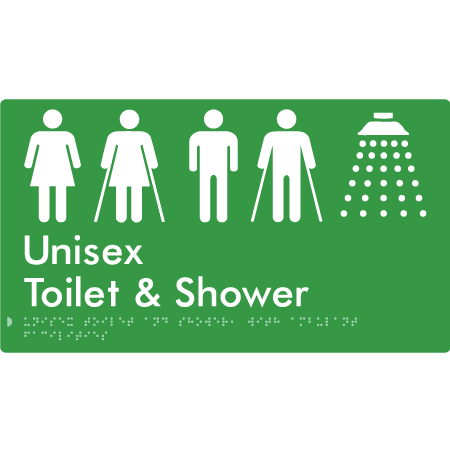 Unisex Ambulant Toilet & Shower - Braille Tactile Signs Aust.
